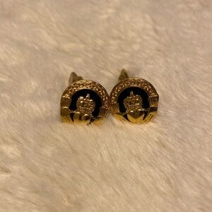 Celtic Hands Black & Gold Cuff Links EUC